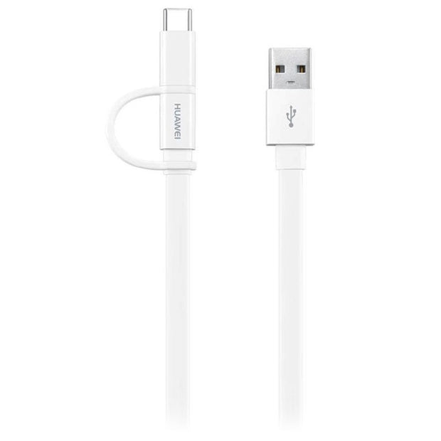 Huawei 2-in-1 Data Cable - USB-A to Micro USB & Type-C - 1.5m - White