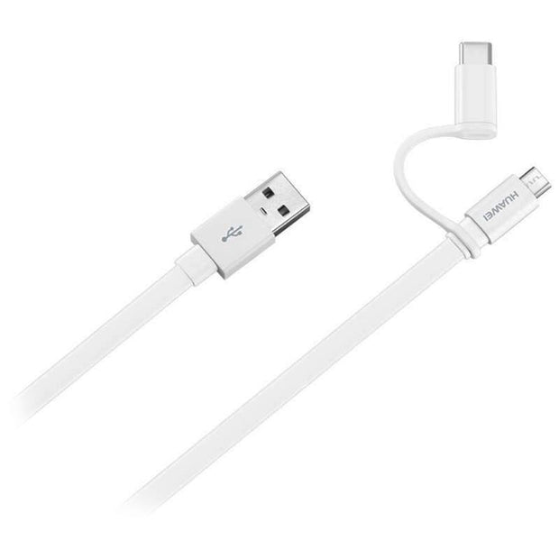 Huawei 2-in-1 Data Cable - USB-A to Micro USB & Type-C - 1.5m - White